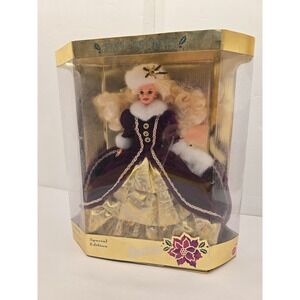 Barbie Happy Holidays 1994 Holiday Doll Special Edition Burgundy Gold Open Box